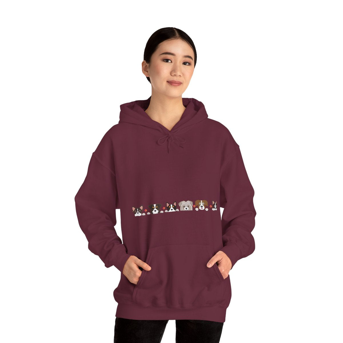 Dog Faces Hoodie | Cute Puppy Lineup Sweatshirt | Unisex Heavy Blend Hoodie
