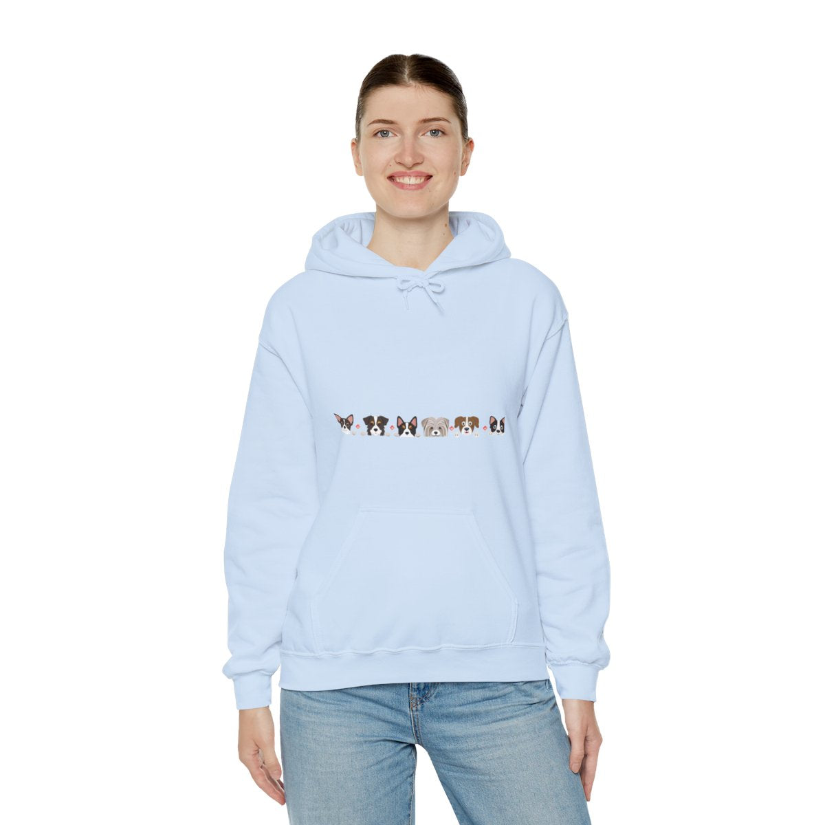 Dog Faces Hoodie | Cute Puppy Lineup Sweatshirt | Unisex Heavy Blend Hoodie