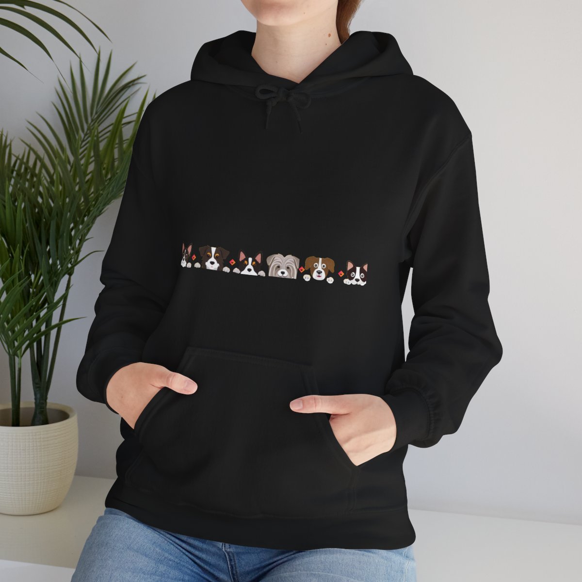 Dog Faces Hoodie | Cute Puppy Lineup Sweatshirt | Unisex Heavy Blend Hoodie