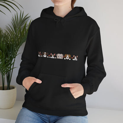 Dog Faces Hoodie | Cute Puppy Lineup Sweatshirt | Unisex Heavy Blend Hoodie
