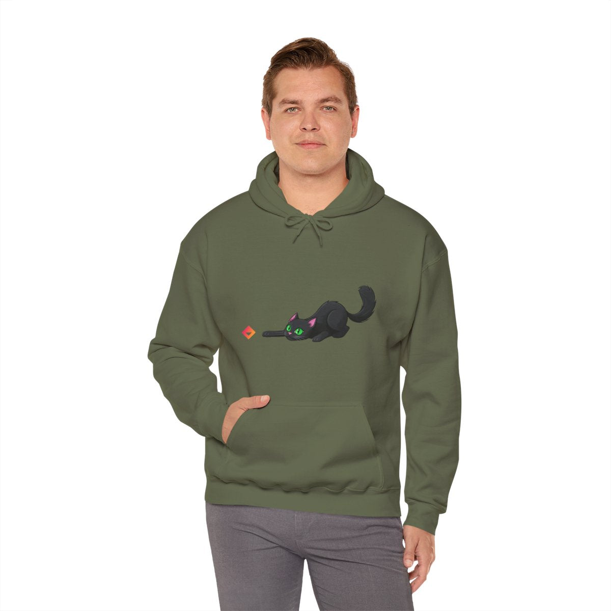 Black Cat Hoodie | Cute Cat & JEM Diamond | Unisex Heavy Blend Sweatshirt
