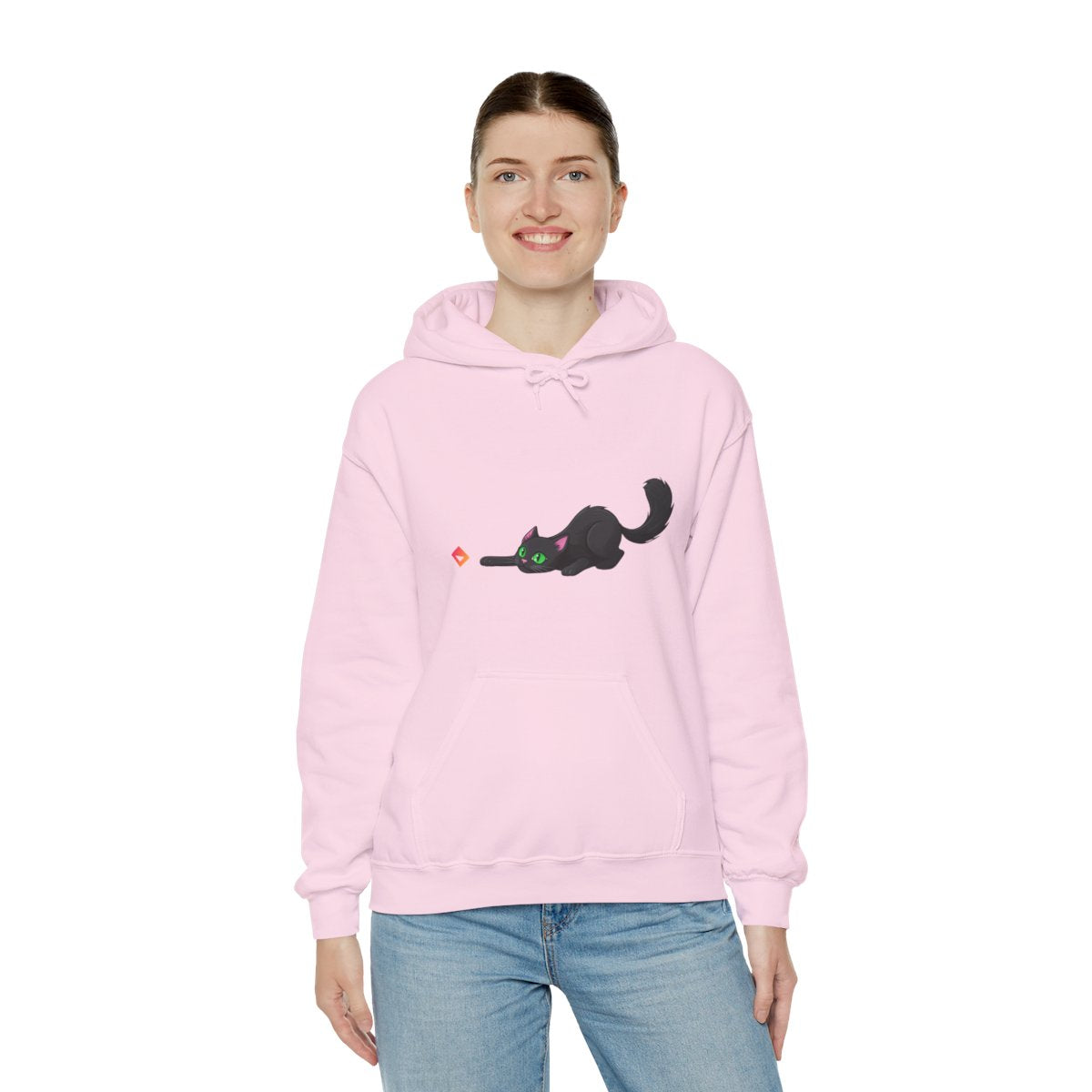 Black Cat Hoodie | Cute Cat & JEM Diamond | Unisex Heavy Blend Sweatshirt