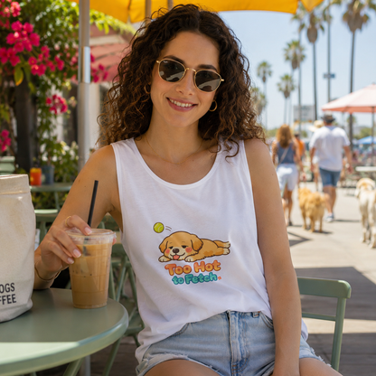 Too Hot to Fetch Labrador Illustration Tank Top | Cute Summer Dog Tee