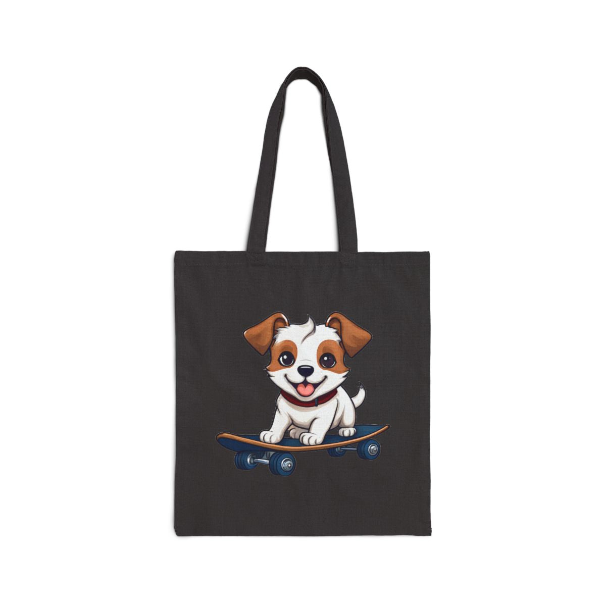 Skater Pup Cotton Tote Bag | Reusable Dog Lover Canvas Bag | Eco-Friendly Market Tote
