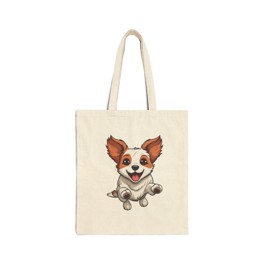 Skater Pup Cotton Tote Bag | Reusable Dog Lover Canvas Bag | Eco-Friendly Market Tote