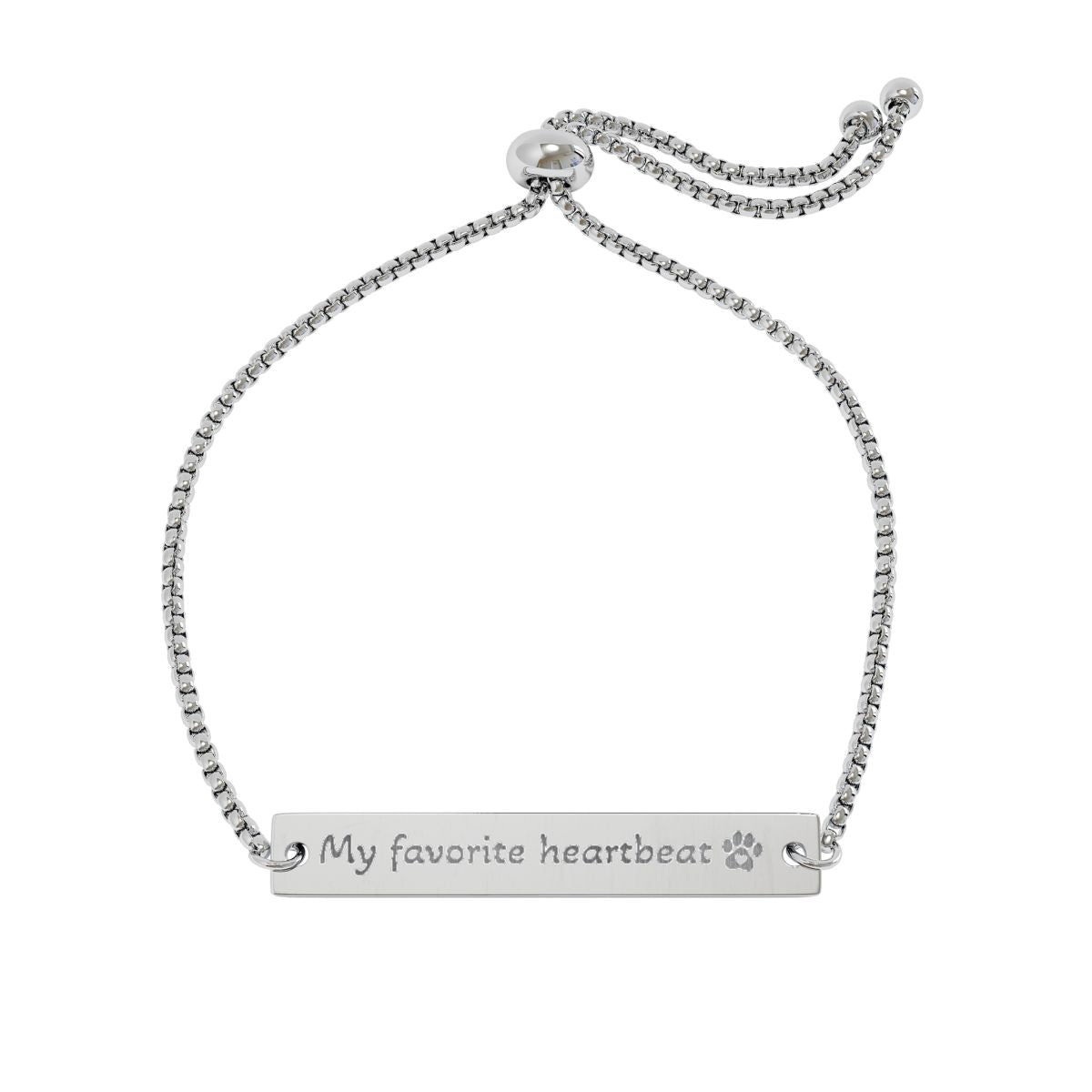 Flat Bar Bracelet, Mother's Day Bracelet, Engraved Pet Mom Bracelet, Paw Print, Adjustable Chain, Pet Lover Gift