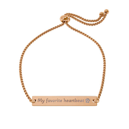 Flat Bar Bracelet, Mother's Day Bracelet, Engraved Pet Mom Bracelet, Paw Print, Adjustable Chain, Pet Lover Gift