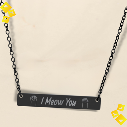 Horizontal Bar Necklace - ""I Woof You"" Engraved Dog Lover Gift - Cute Pet-Themed Jewelry for Women