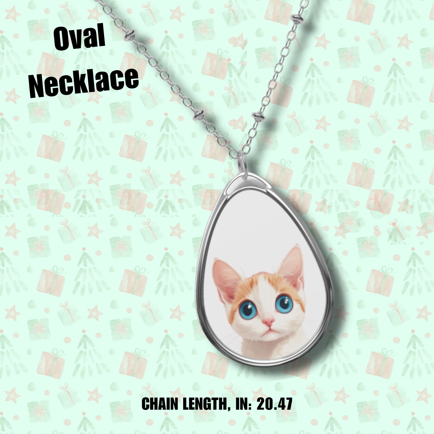 Oval Cat Necklace - Cute Kitty Portrait Pendant - Holiday Gift for Cat Lovers - Pet Lover Jewelry