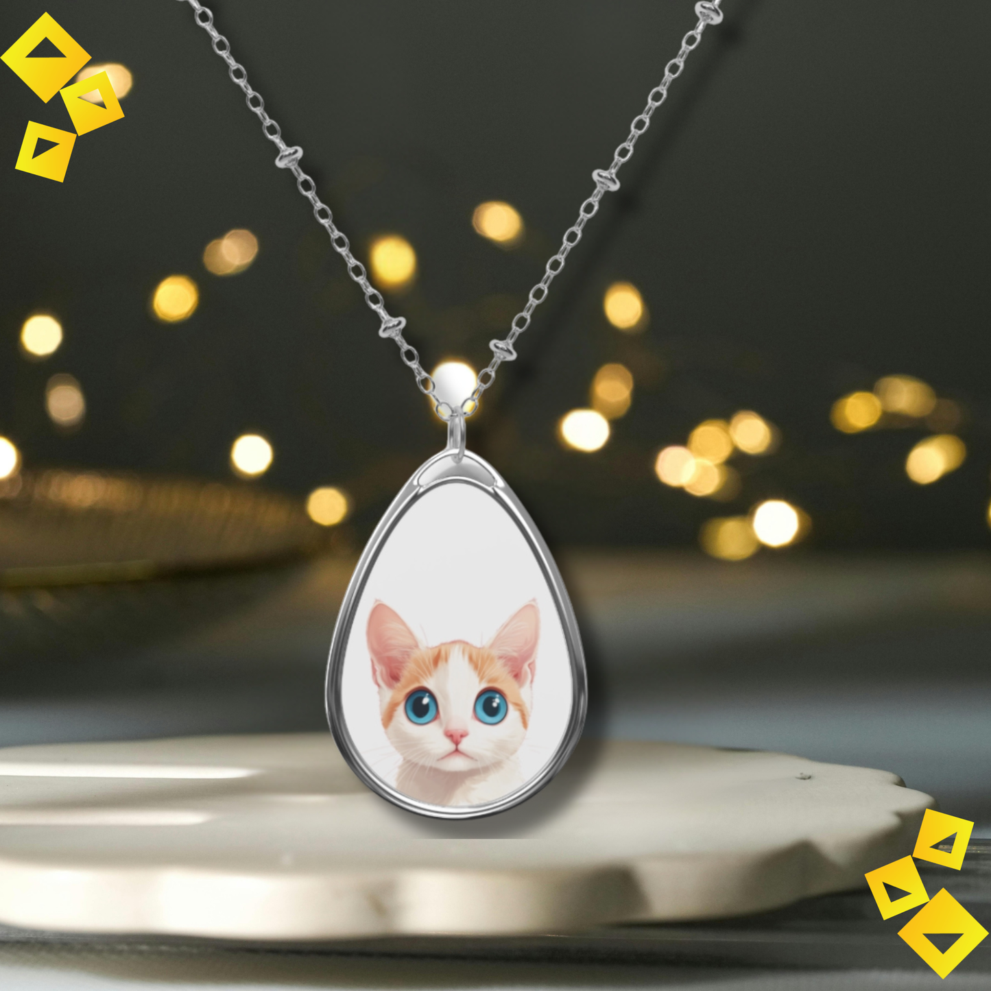 Oval Cat Necklace - Cute Kitty Portrait Pendant - Holiday Gift for Cat Lovers - Pet Lover Jewelry