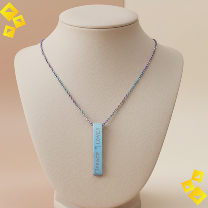 Vertical Bar Necklace - Love Peace Pet Engraved Pendant - Holiday Jewelry Gift for Pet Lovers