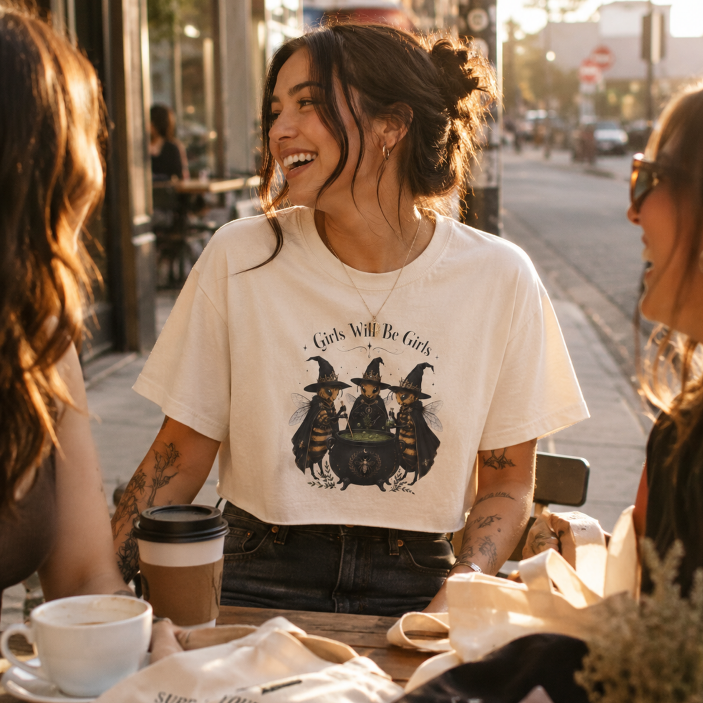 Girls Will Be Girls witch trio T-Shirt | Halloween Bee