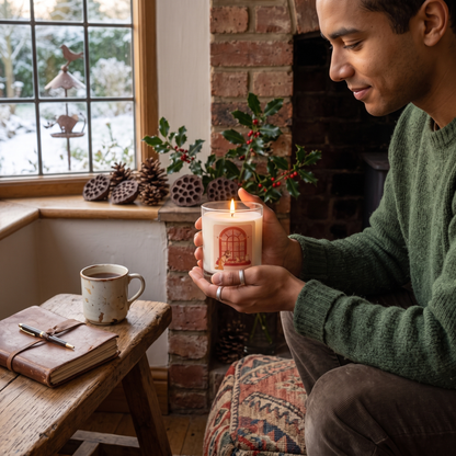 Cozy Window Cats Glass Candle | 11oz Soy Candle, Warm Autumn Vibes