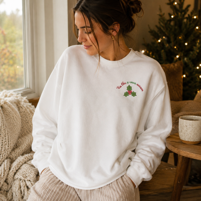 Cozy Puppy in Blanket Sweatshirt | holiday holly, 'cue it's cold outside'