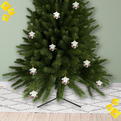 Animal Friends Christmas Ornament - Cat, Dog, Duck & Parrot with Star - 2-Sided Ceramic Holiday Decoration
