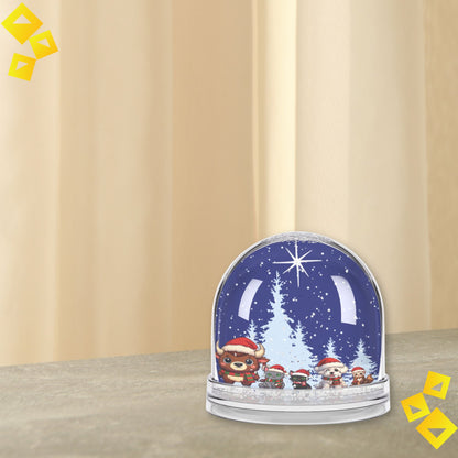 Christmas Snow Globe with Cute Animal Friends - Festive Night Scene with Star of Bethlehem - Holiday Decor Gift