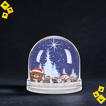 Christmas Snow Globe with Cute Animal Friends - Festive Night Scene with Star of Bethlehem - Holiday Decor Gift
