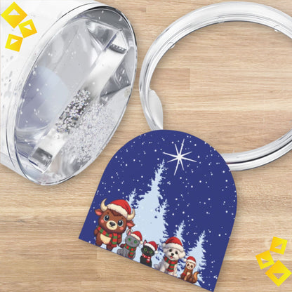 Christmas Snow Globe with Cute Animal Friends - Festive Night Scene with Star of Bethlehem - Holiday Decor Gift