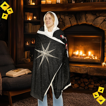 Merry Christmas Hooded Blanket - Cozy Holiday Snuggle Blanket with Cute Festive Animals under Starry Night