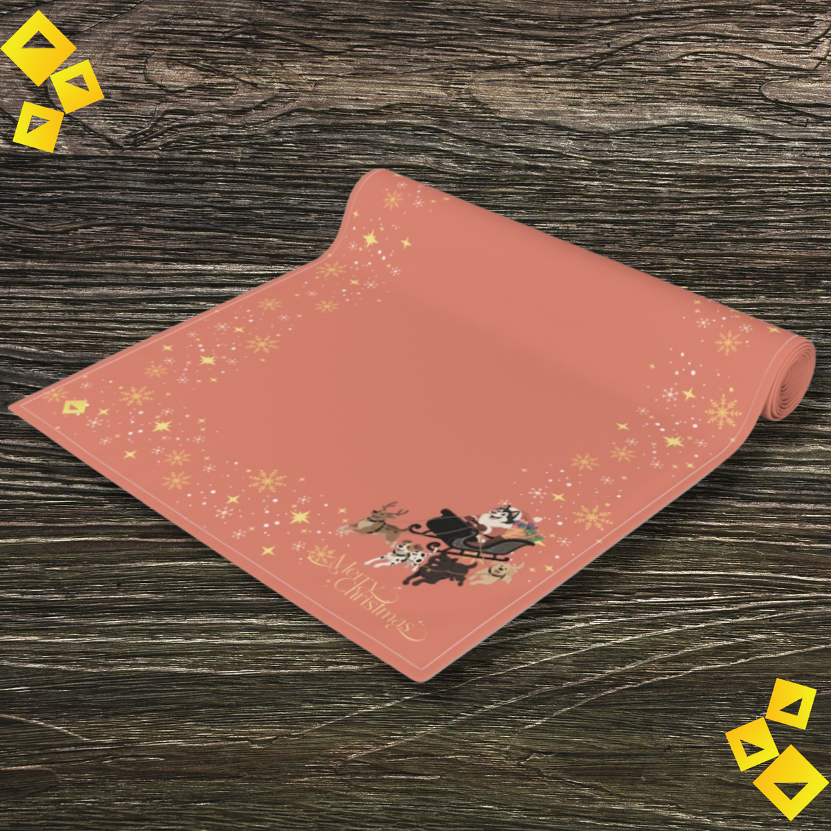 Christmas Table Runner - Festive Holiday Sleigh Design in Cotton or Polyester