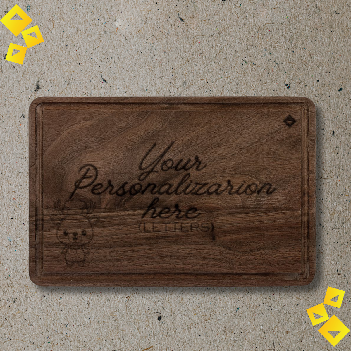 Personalized Wooden Cutting Board with Reindeer Chef Design - Custom Engraved Maple or Walnut Board