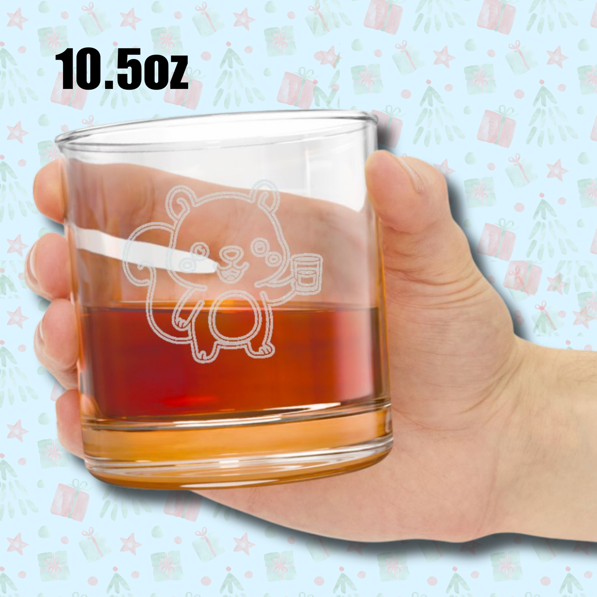 Whiskey Glass - Cute Squirrel Engraving - Animal Lover Gift for Him or Her - Adorable Woodland Barware for Home or Office