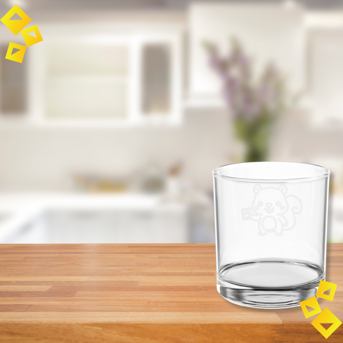 Whiskey Glass - Cute Squirrel Engraving - Animal Lover Gift for Him or Her - Adorable Woodland Barware for Home or Office