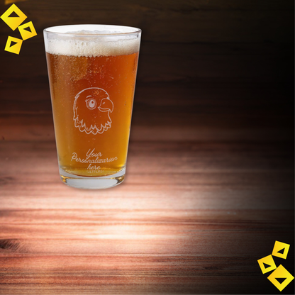 Personalized Pint Glass - Eagle Engraving - Custom Beer Glass for Him - Engraved Barware Gift for Animal & Bird Lovers