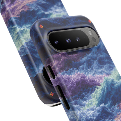 iPhone 17 Tough Case - Stormy Ocean Wave Pattern - Blue & Purple Water Design Protective Phone Cover for Sea Lovers