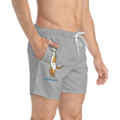 Cat Lover Swim Trunks | Funny Kitten Pocket Attack Design