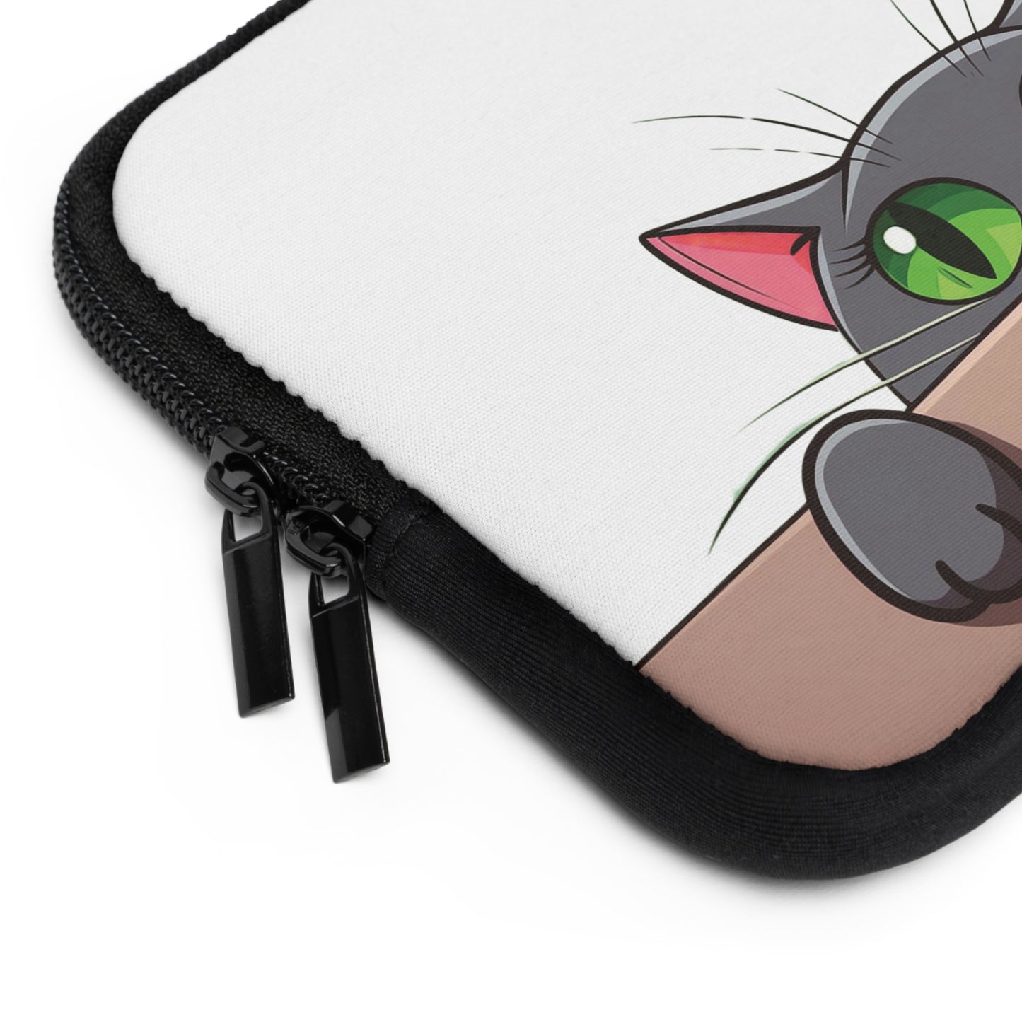 Peek-a-Meow Protection | Cute Gray Cat Laptop Sleeve for Work & Play