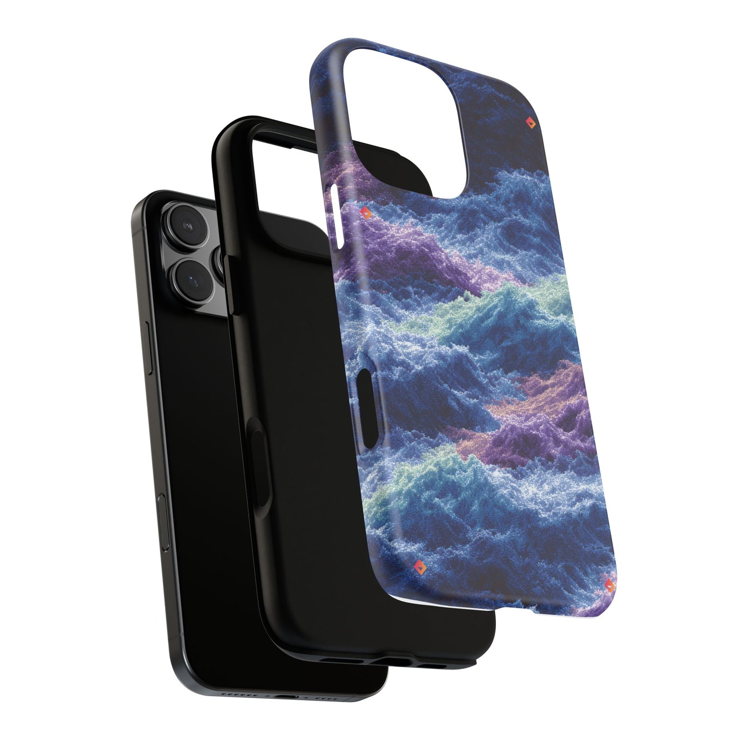 iPhone 17 Tough Case - Stormy Ocean Wave Pattern - Blue & Purple Water Design Protective Phone Cover for Sea Lovers