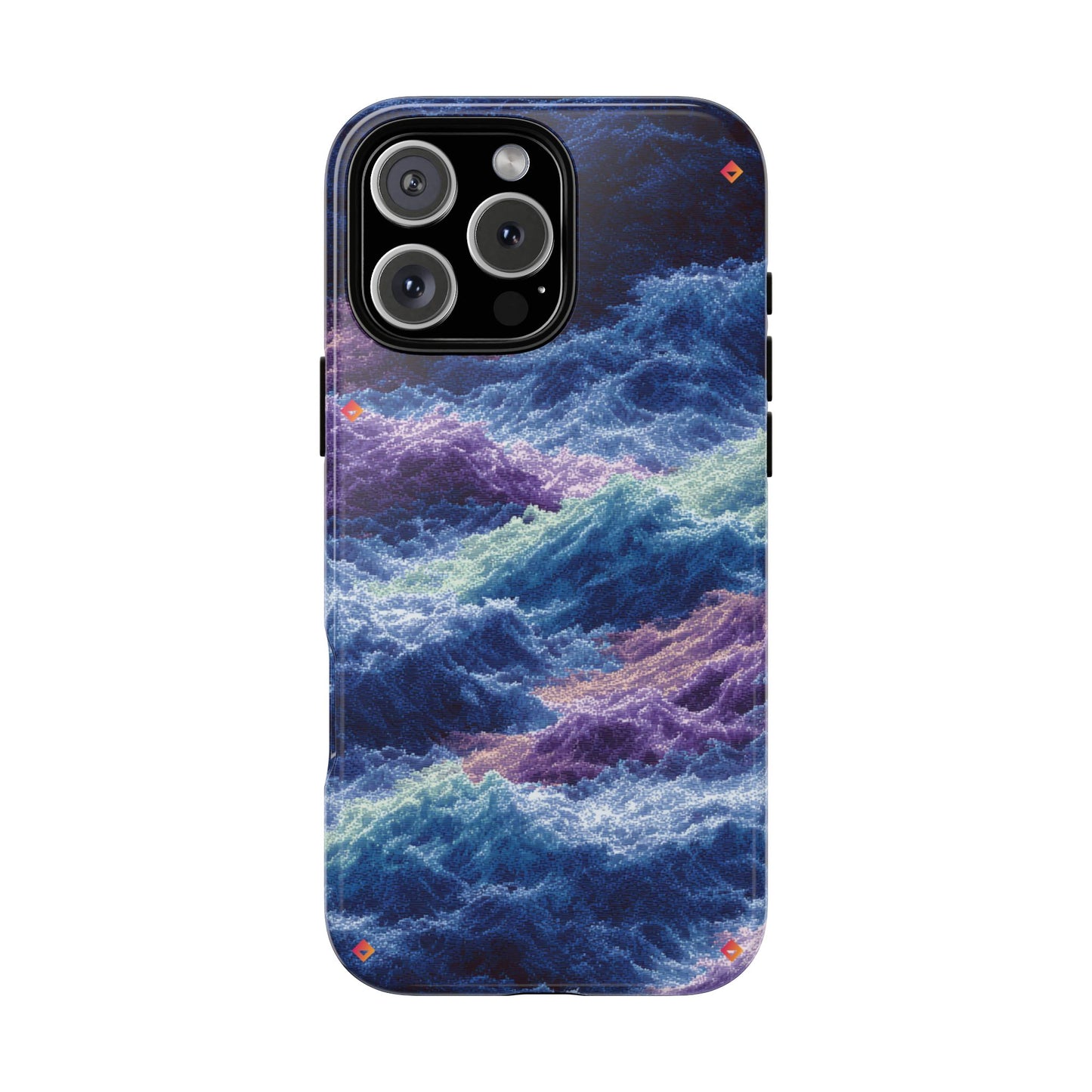 iPhone 17 Tough Case - Stormy Ocean Wave Pattern - Blue & Purple Water Design Protective Phone Cover for Sea Lovers