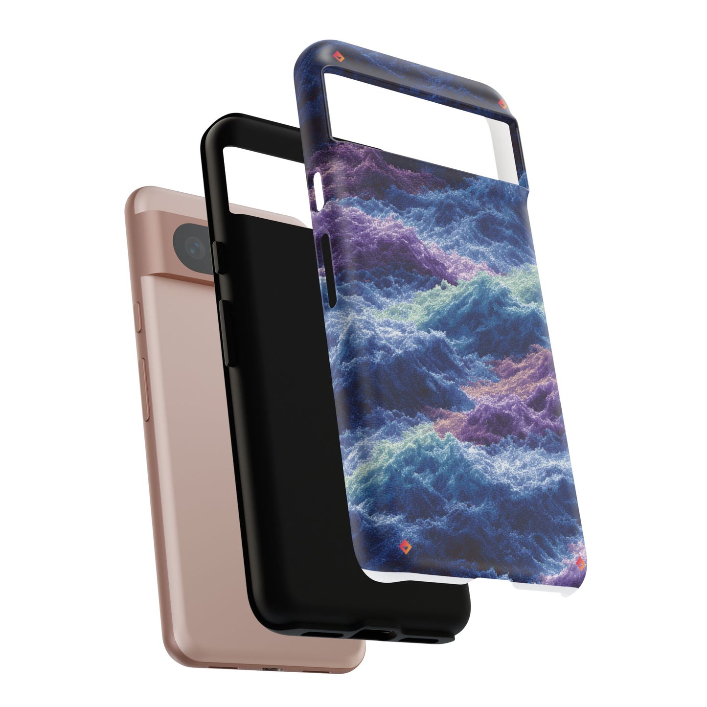 iPhone 17 Tough Case - Stormy Ocean Wave Pattern - Blue & Purple Water Design Protective Phone Cover for Sea Lovers