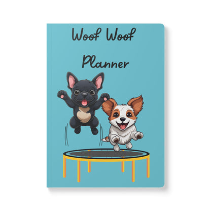 Woof Woof Dog Planner | Cute Softcover Journal with Calendars & Pet Pages | 100 - 200 Pages | Kawaii Puppy Organizer for Kids and Adults