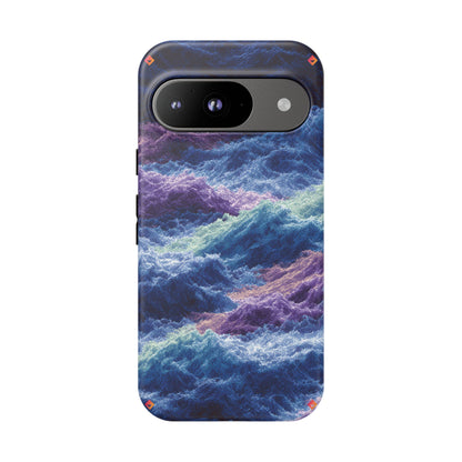 iPhone 17 Tough Case - Stormy Ocean Wave Pattern - Blue & Purple Water Design Protective Phone Cover for Sea Lovers
