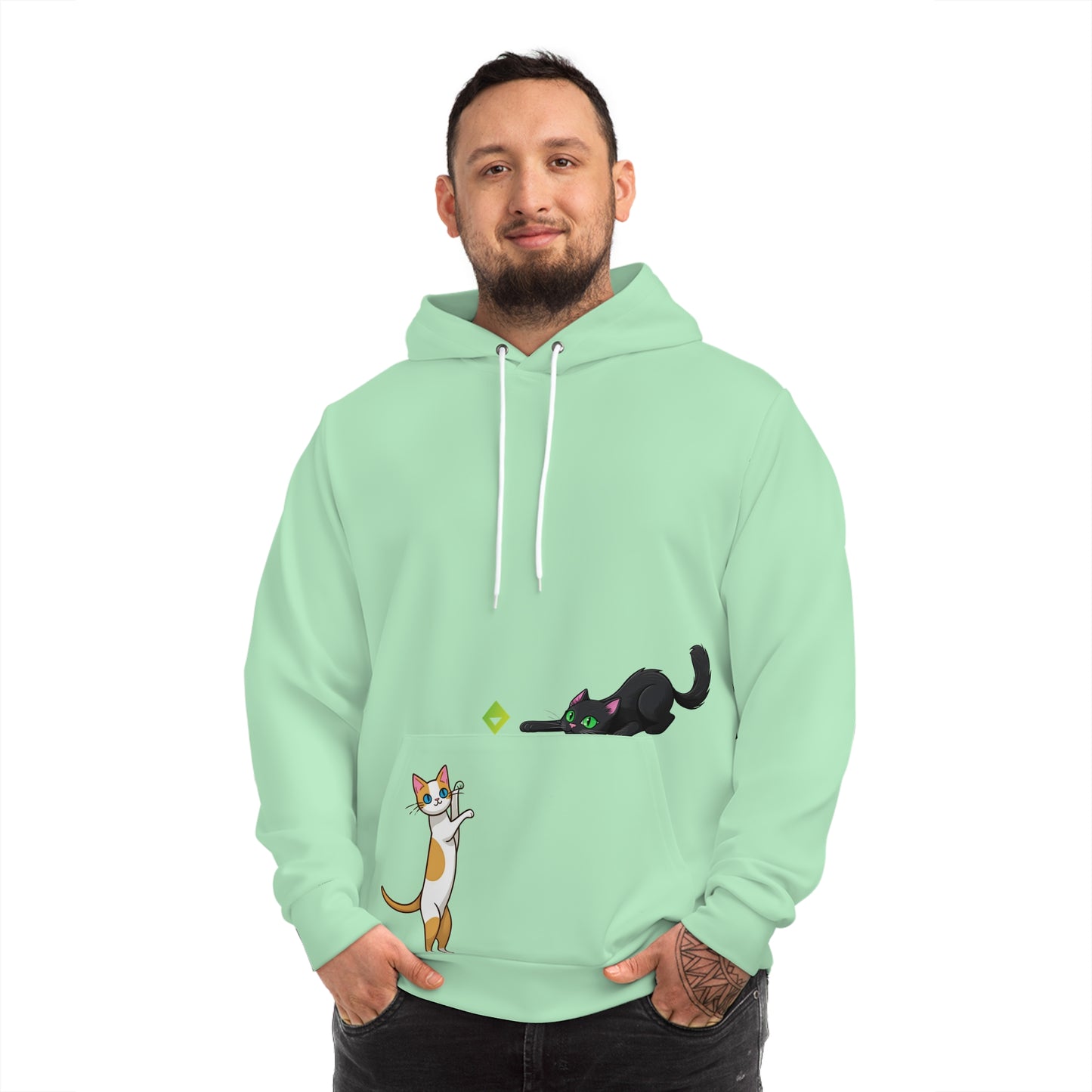 Playful Kittens Hoodie | Mint Meow Edition