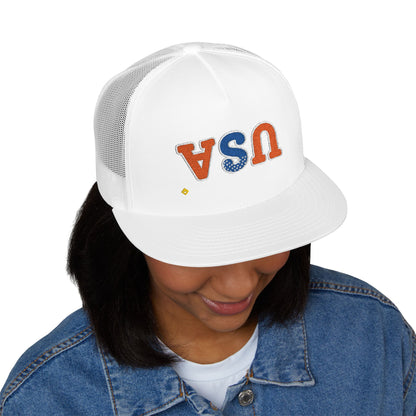Trucker Cap | Patriotic USA Embroidery | 5 Panel Snapback for Summer and Festivals