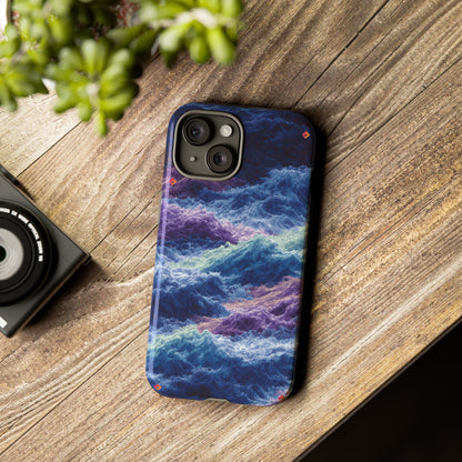 iPhone 17 Tough Case - Stormy Ocean Wave Pattern - Blue & Purple Water Design Protective Phone Cover for Sea Lovers