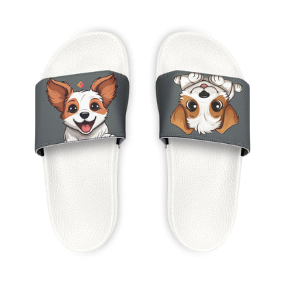 Sandals, White and Tan Jack Russell Terrier Print, Removable Strap, Cute Doggie Design, Beach Shoes, Summer Footwear