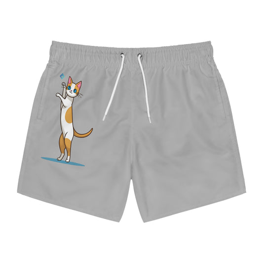 Cat Lover Swim Trunks | Funny Kitten Pocket Attack Design
