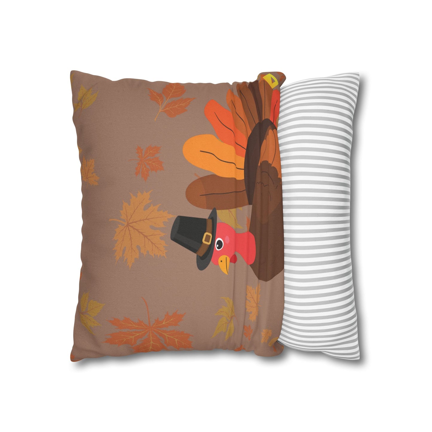Thanksgiving Pillow Cover - Bear, Owl & Turkey Design - Double-Sided Fall Throw Pillow Case