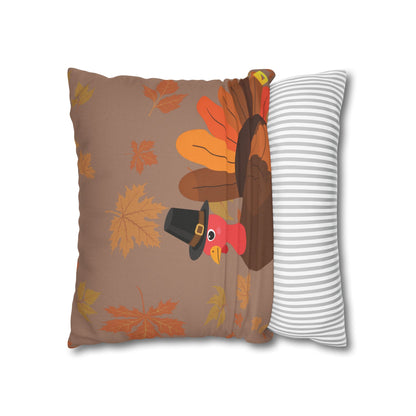 Thanksgiving Pillow Cover - Bear, Owl & Turkey Design - Double-Sided Fall Throw Pillow Case