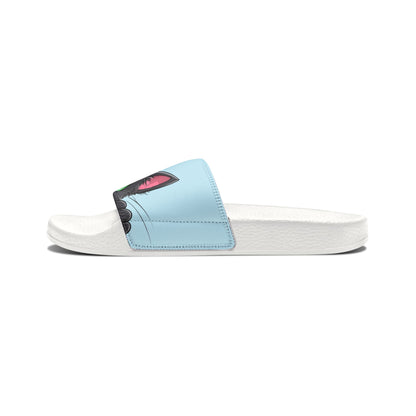 Kawaii Black Cat Sandals, Women's Summer Shoes, Baby Blue, Green-Eyed Cat Footwear, Removable-Strap Sandals