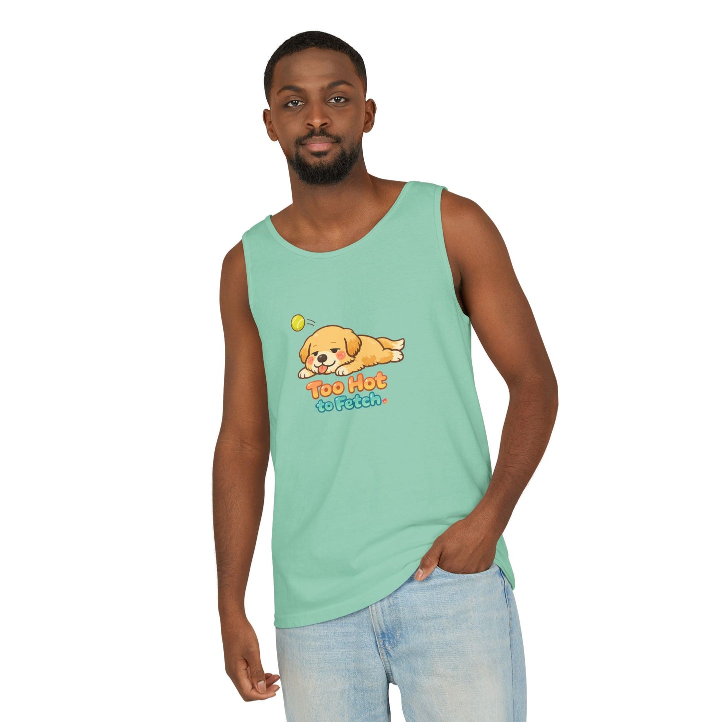 Too Hot to Fetch Labrador Illustration Tank Top | Cute Summer Dog Tee