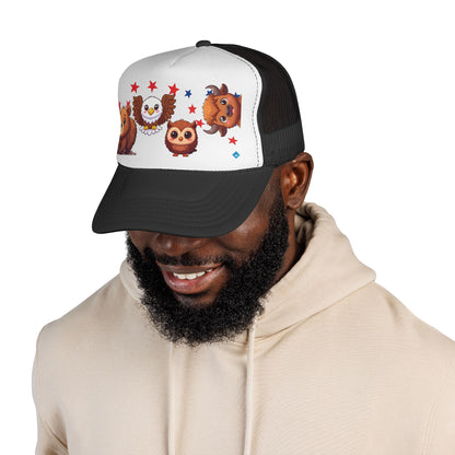Trucker Hat | Cute Bear, Owl & Eagle Design | Fun Summer Cap for Animal Lovers and Camp Style