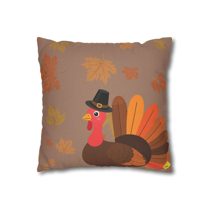 Thanksgiving Pillow Cover - Bear, Owl & Turkey Design - Double-Sided Fall Throw Pillow Case