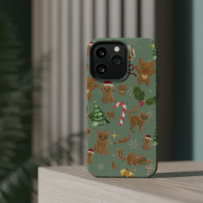 iPhone 17 Tough Case - Christmas Gingerbread Cookie & Candy Cane Pattern - Festive Holiday Protective Phone Cover for Winter Cheer