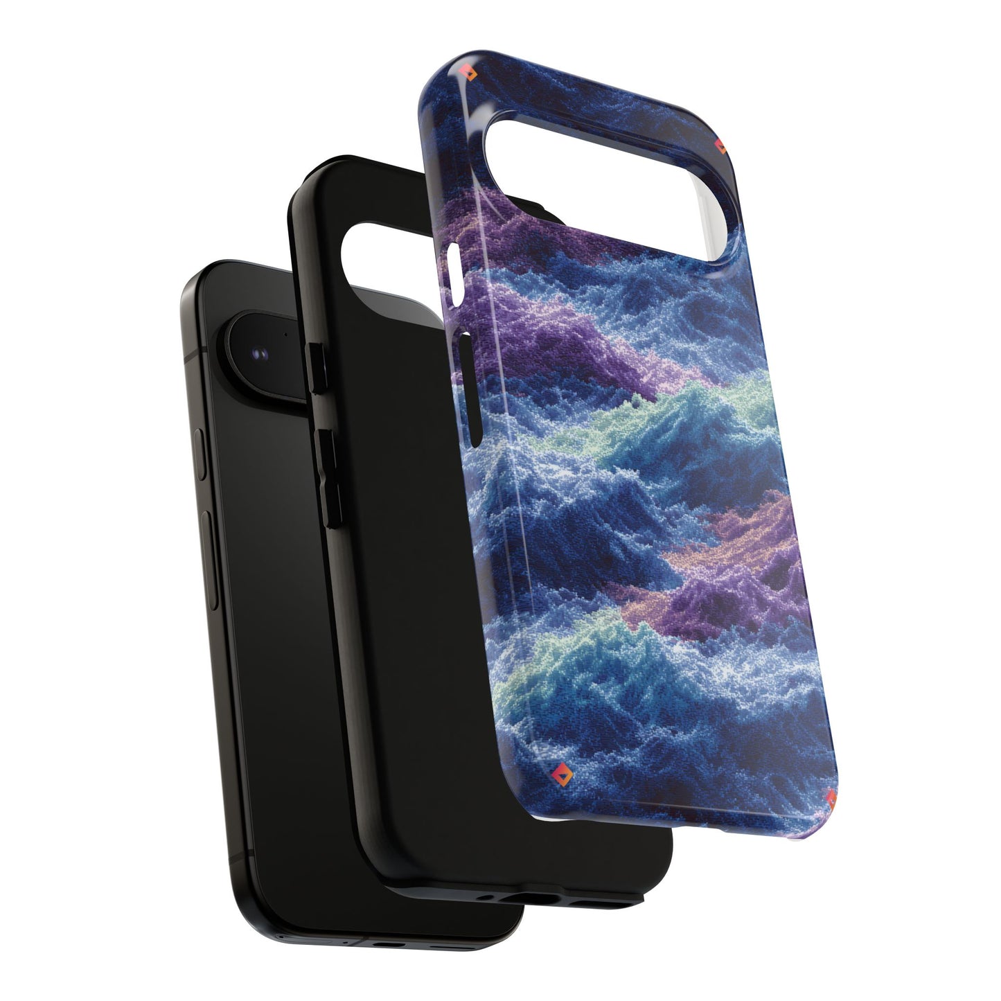 iPhone 17 Tough Case - Stormy Ocean Wave Pattern - Blue & Purple Water Design Protective Phone Cover for Sea Lovers