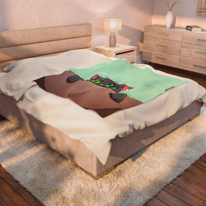 Peek-a-Boo Black Cat Plush Blanket